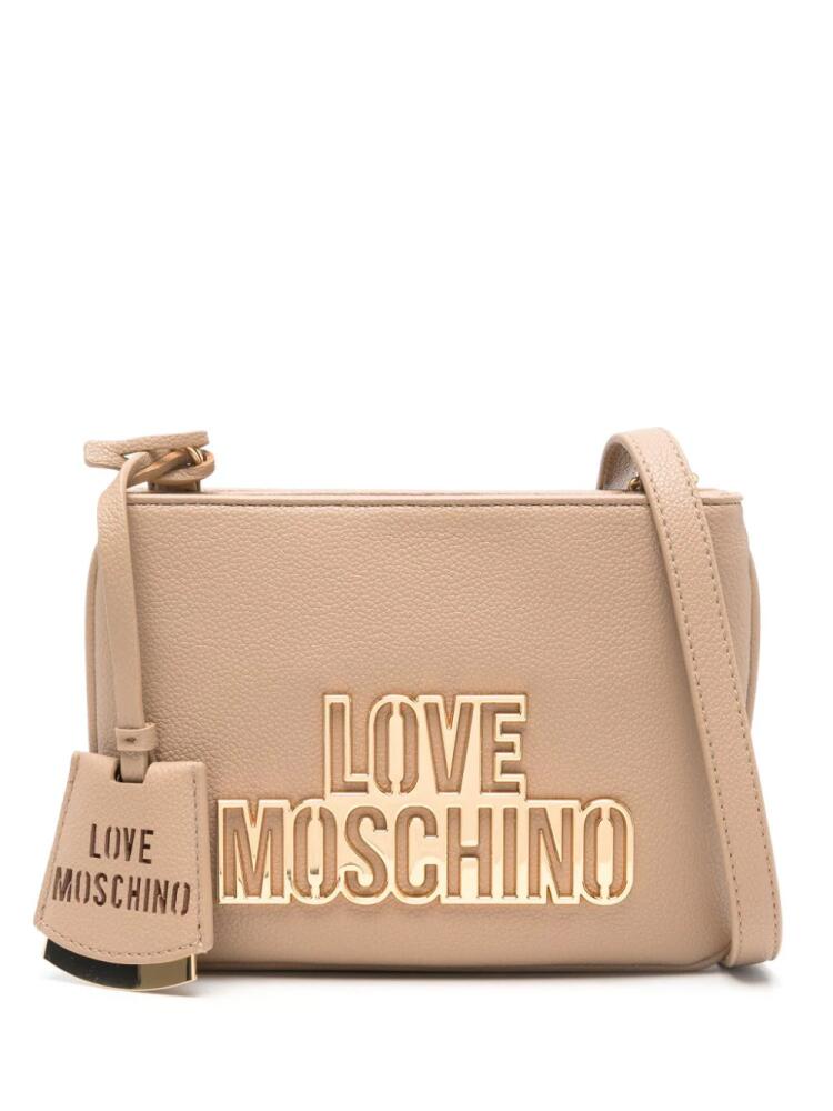 Love Moschino logo lettering crossbody bag - Neutrals Cover