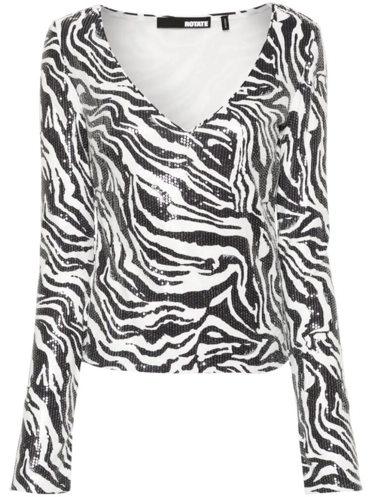 ROTATE BIRGER CHRISTENSEN zebra-print sequinned top - White Cover