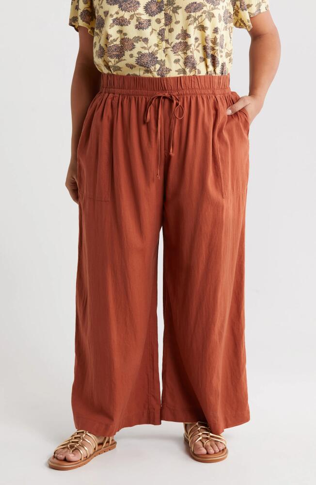 Treasure & Bond Utility Drawstring Linen Blend Pants in Rust Sequoia Cover