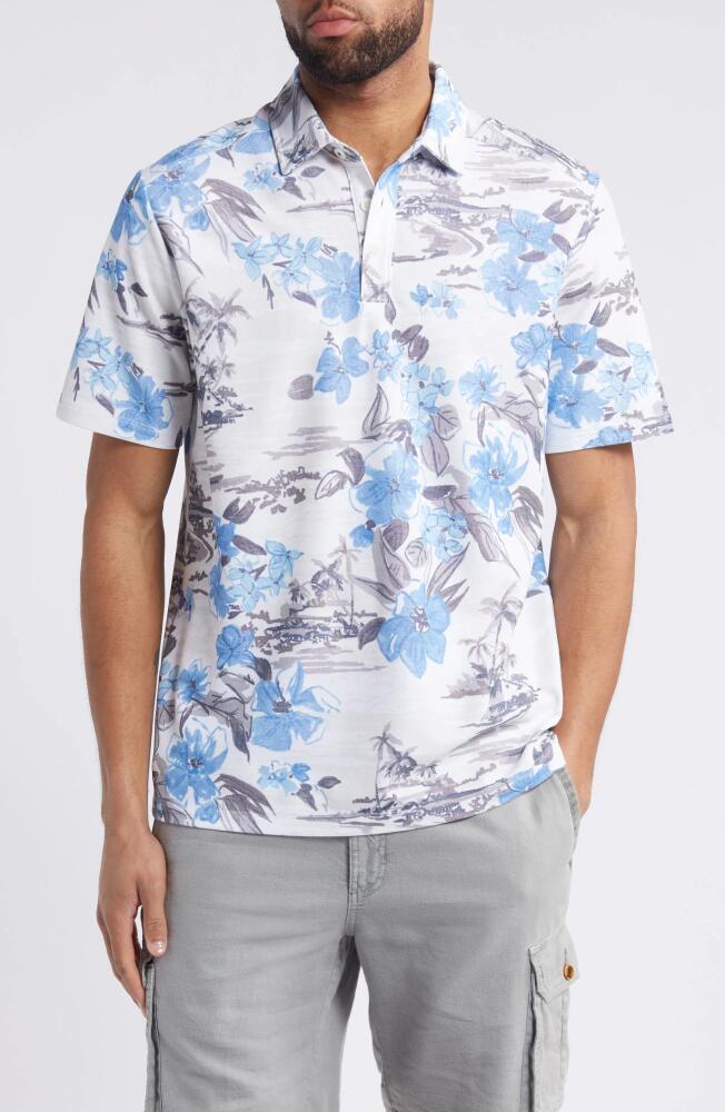 Tommy Bahama Waikiki Waves Floral IslandZone Piqué Polo in Infinity Pool Cover