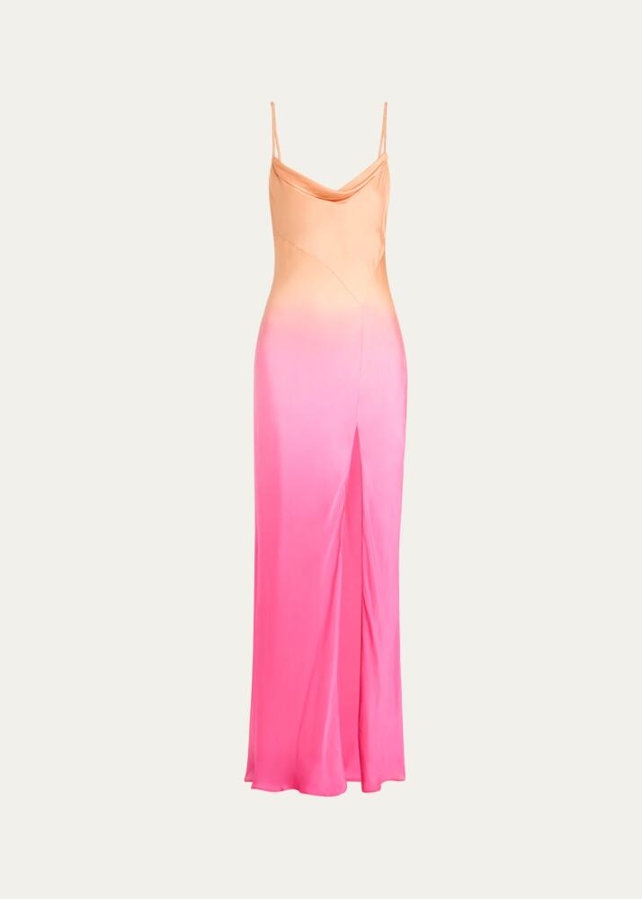 LoveShackFancy Nadine Ombre Silk Cowl-Neck Maxi Slip Dress Cover