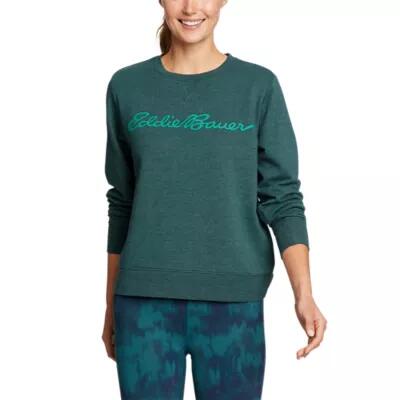 Eddie Bauer Women's Camp Fleece Logo Crew Sweatshirt Cover