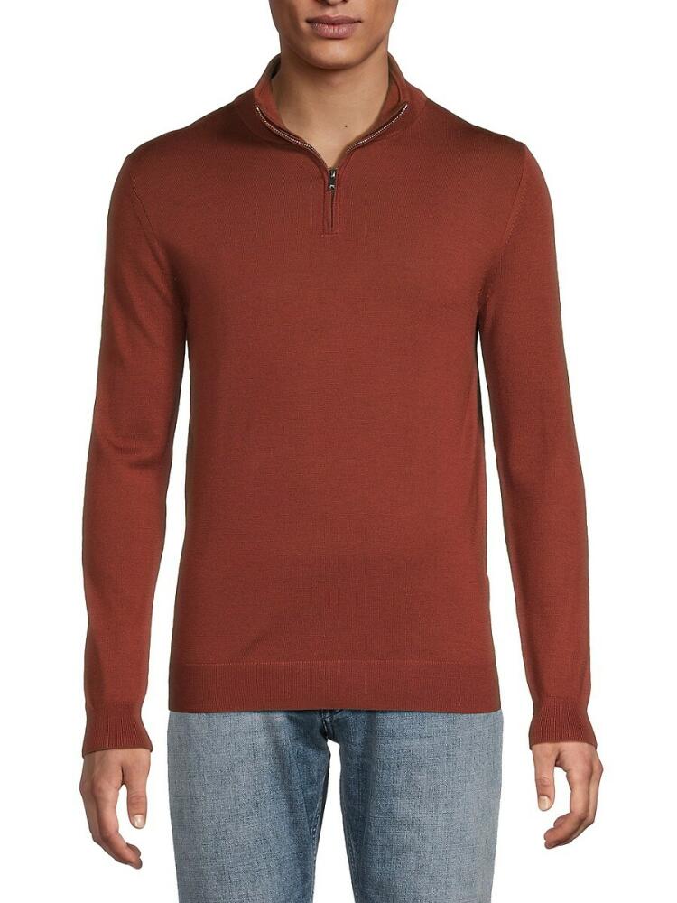 Reiss Men's Quarter-Zip Wool Sweater - Russet Cover