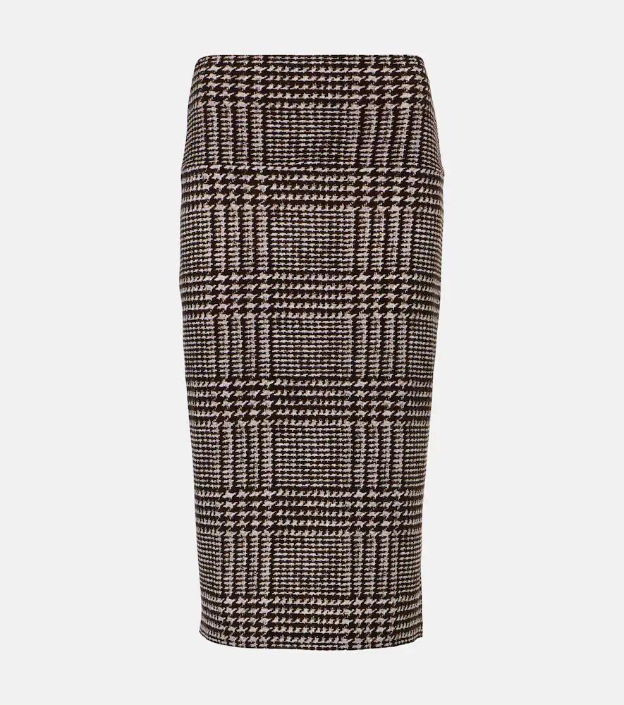 Norma Kamali Checked high-rise midi skirt Cover