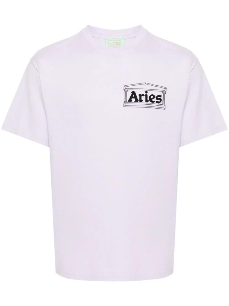 Aries Temple logo-print T-shirt - Purple Cover