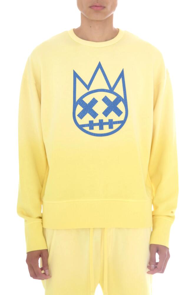 Cult of Individuality Shimuchan Flocked Logo Graphic Sweatshirt in Vintage Yellow Cover