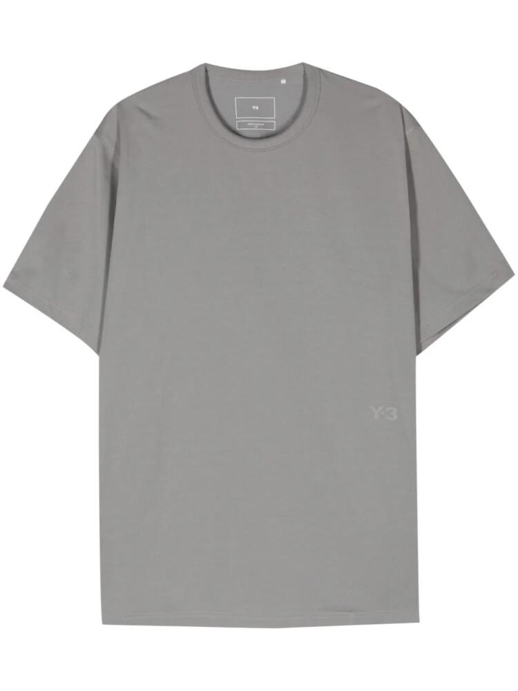 Y-3 logo-print cotton-blend T-shirt - Grey Cover