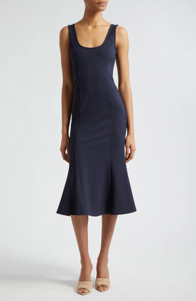 L'AGENCE Bisous Flared Midi Dress in Midnight Cover