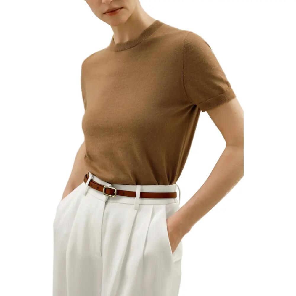 Lilysilk Cashmere Round Neck Sweater in Toffee Cover