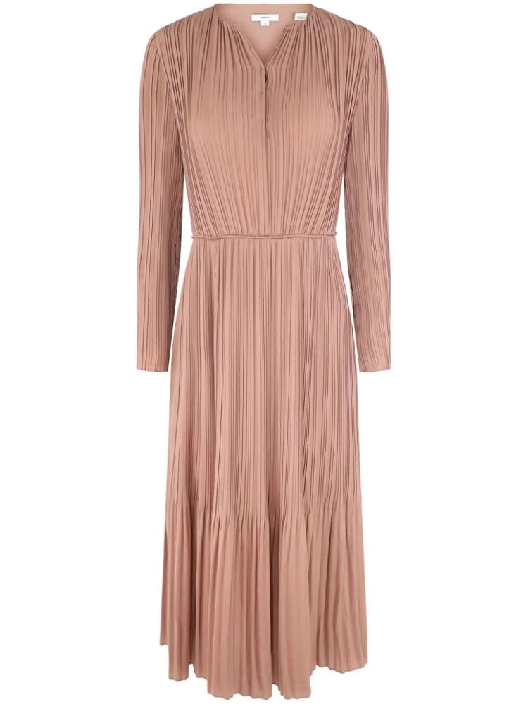 Vince pleated long-sleeve dress - Pink Cover