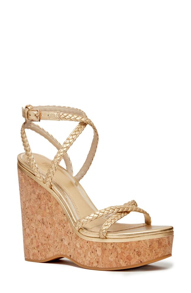 PAIGE Hazel Ankle Strap Platform Wedge Sandal in Gold Cover