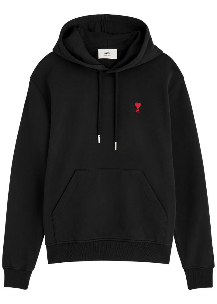 Ami Paris Logo Hooded Stretch-cotton Sweatshirt - Black Cover