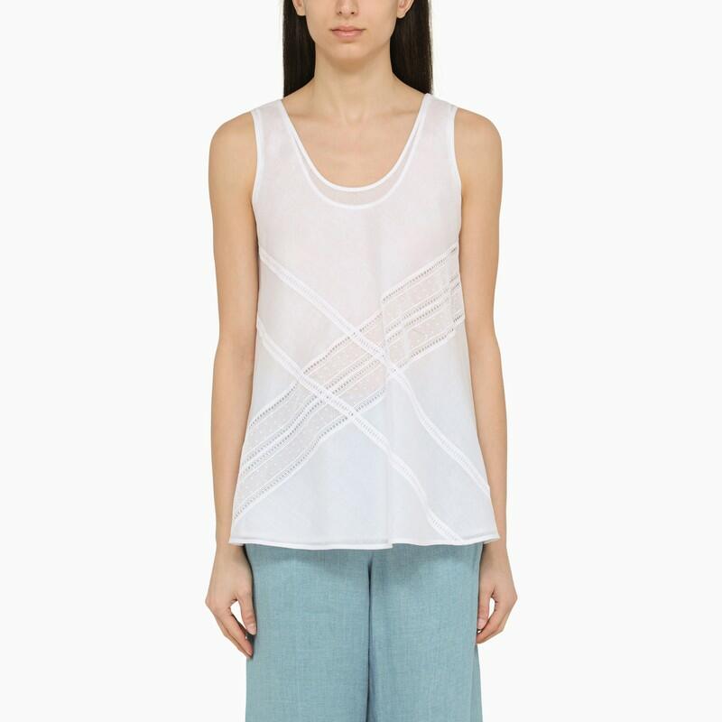 Max Mara Studio White crew-neck camisole in ramie Cover