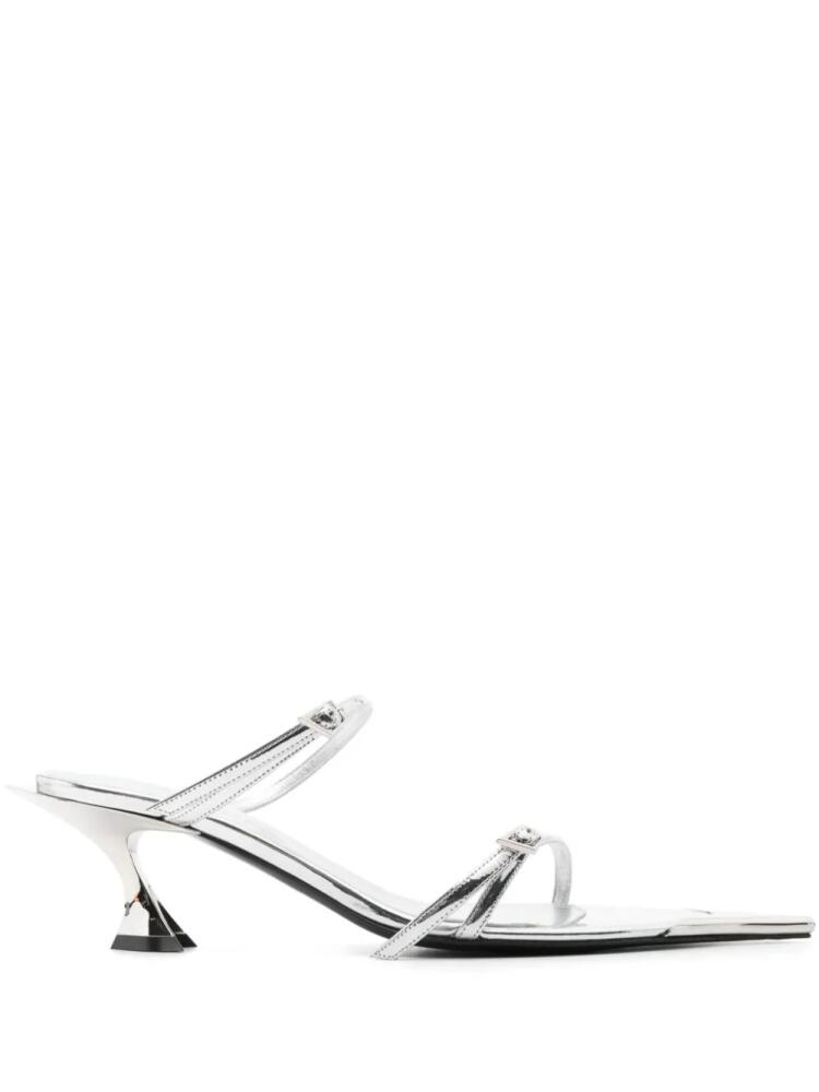 Mugler 55mm metallic leather sandals - Silver Cover