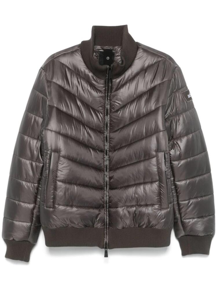 Add ribbed-trim puffer jacket - Grey Cover