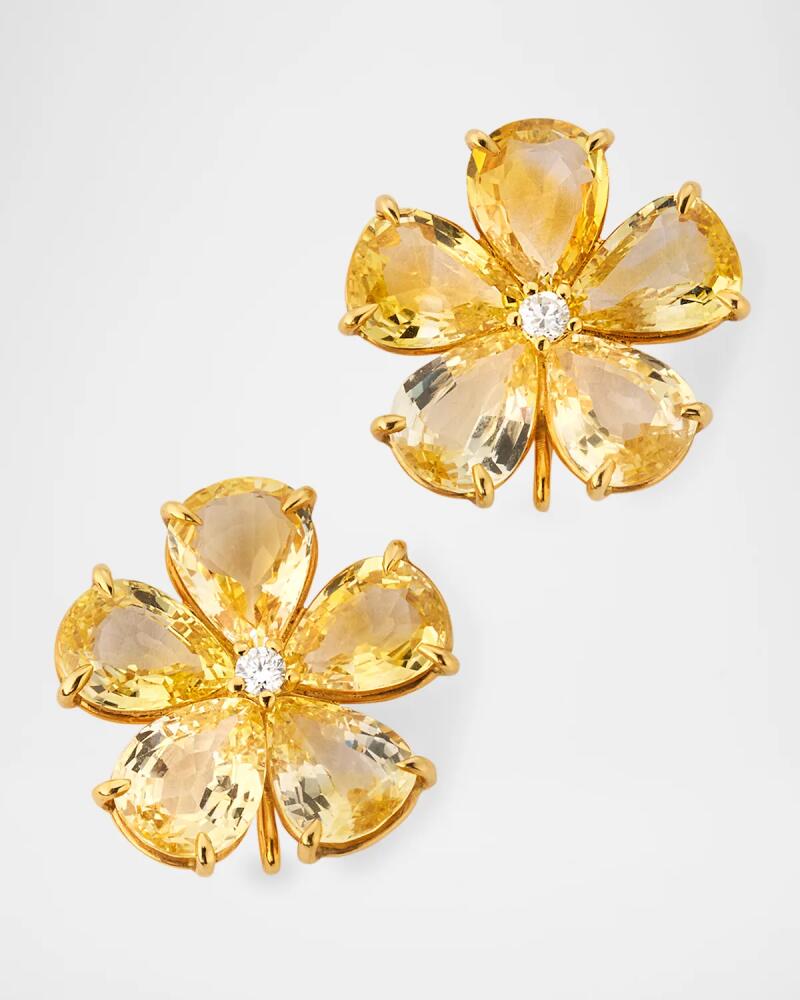 Piranesi 18K Yellow Gold Flower Earrings with Yellow Sapphire and Diamonds Cover