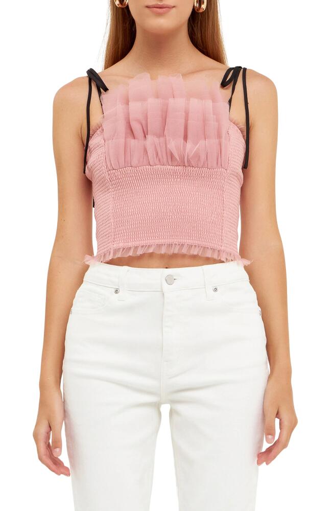 Endless Rose Tulle Crop Tank Top in Pink Cover