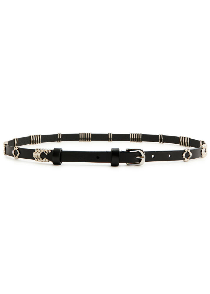 Isabel Marant Odena Embellished Leather Belt - Black And Silver Cover