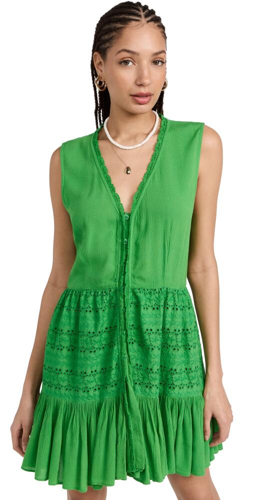 Playa Lucila Eyelet Mini Dress Green Cover