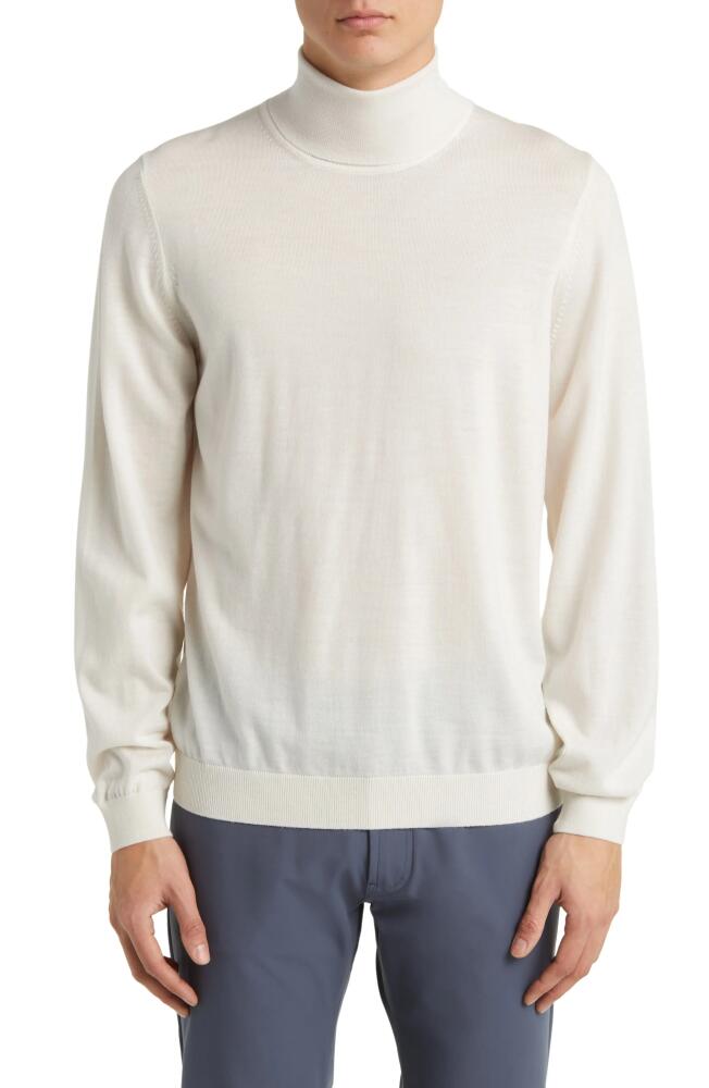 BOSS Musso Virgin Wool Turtleneck Sweater in Open White Cover