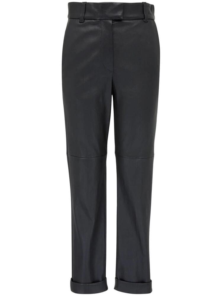 Brunello Cucinelli high-waisted leather trousers - Black Cover