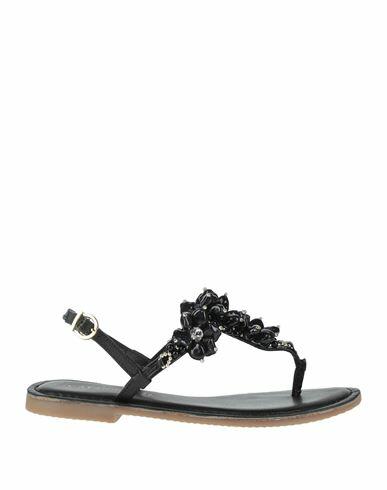 Cafènoir Woman Thong sandal Black Soft Leather Cover