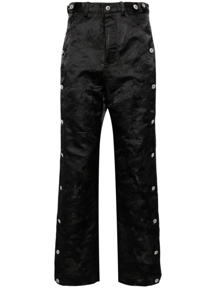 Feng Chen Wang Dragon jacquard loose-fit trousers - Black Cover