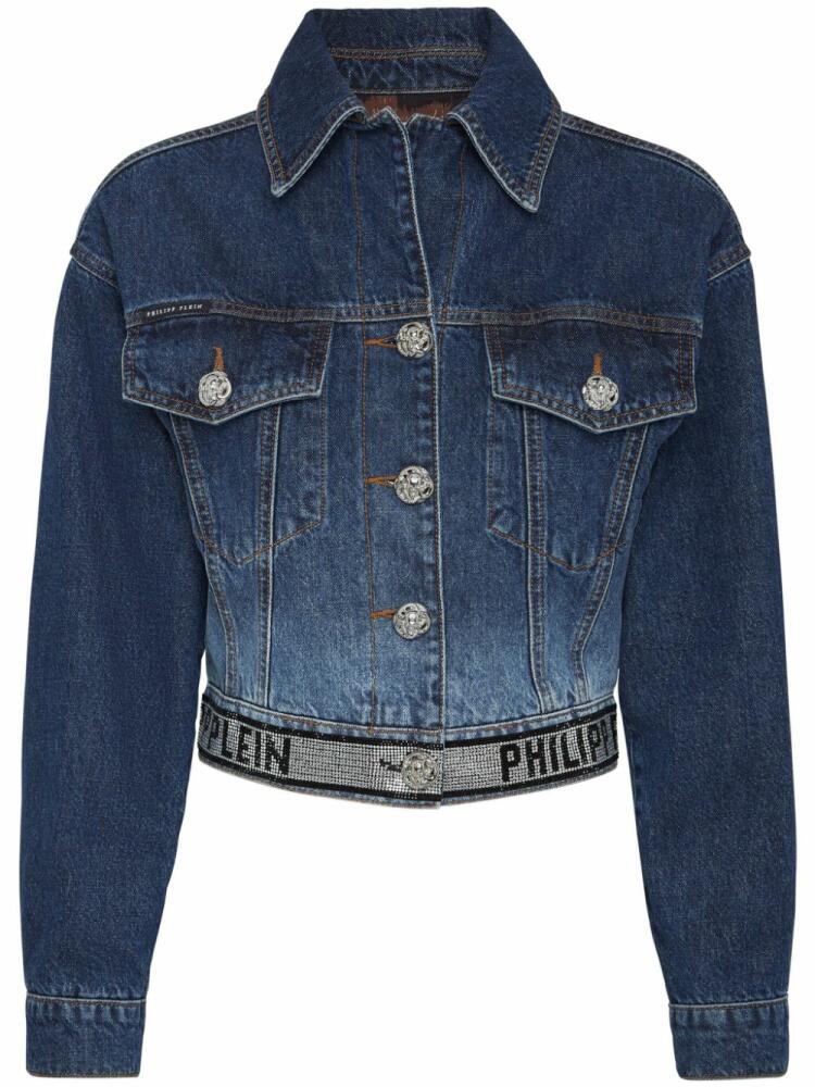 Philipp Plein Crystal cropped denim jacket - Blue Cover