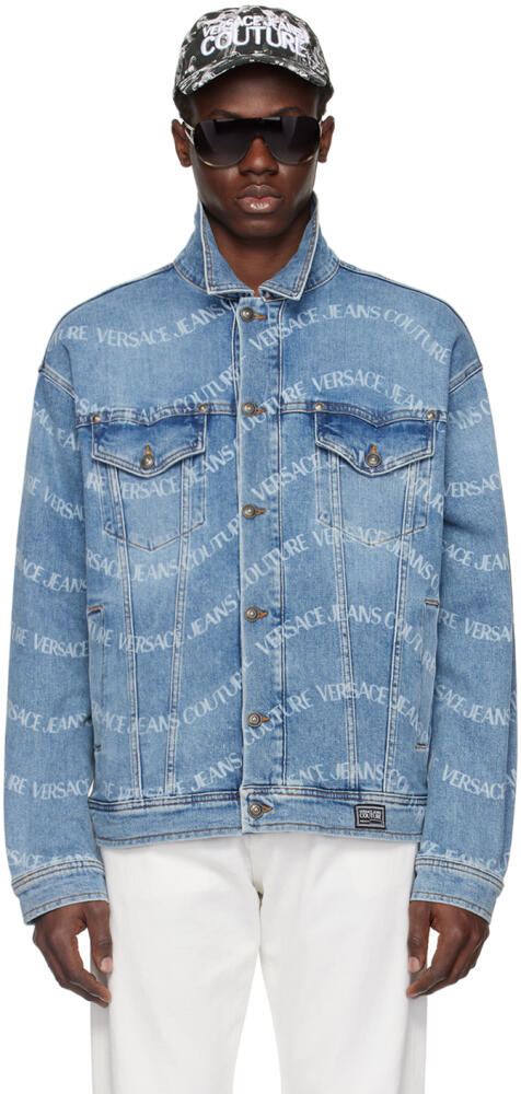 Versace Jeans Couture Blue Pattern Denim Jacket Cover