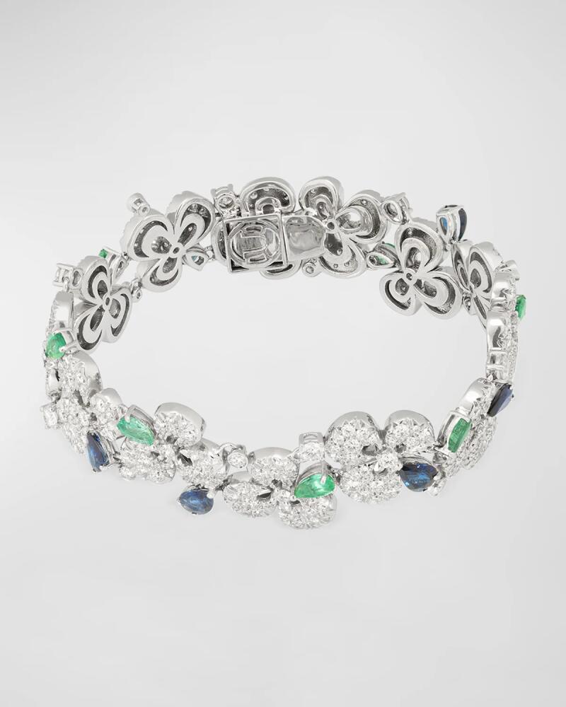 Miseno 18K White Gold Ischia Diamond, Emerald, And Sapphire Bracelet Cover