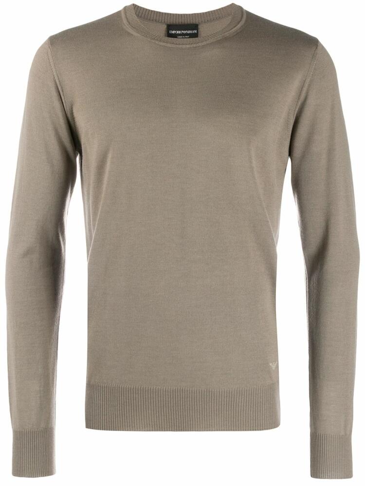 Emporio Armani ribbed detail jumper - Brown Cover