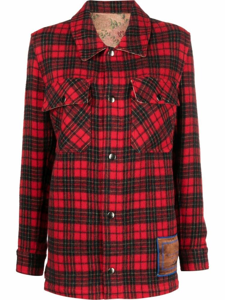 Pierre-Louis Mascia Pancake plaid-check shirt - Red Cover