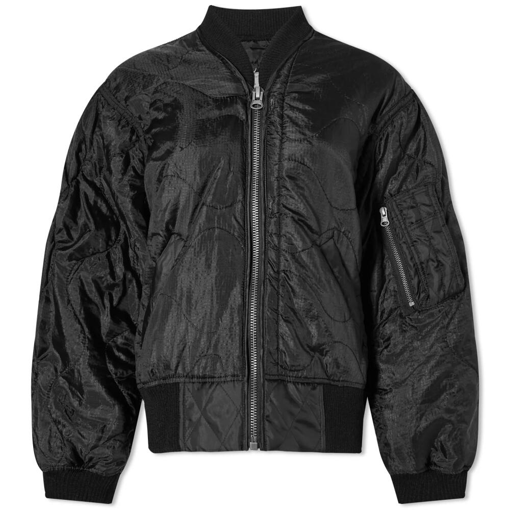 R13 Women's Refurbished Liner Bomber Jacket in Overdyed Black Cover