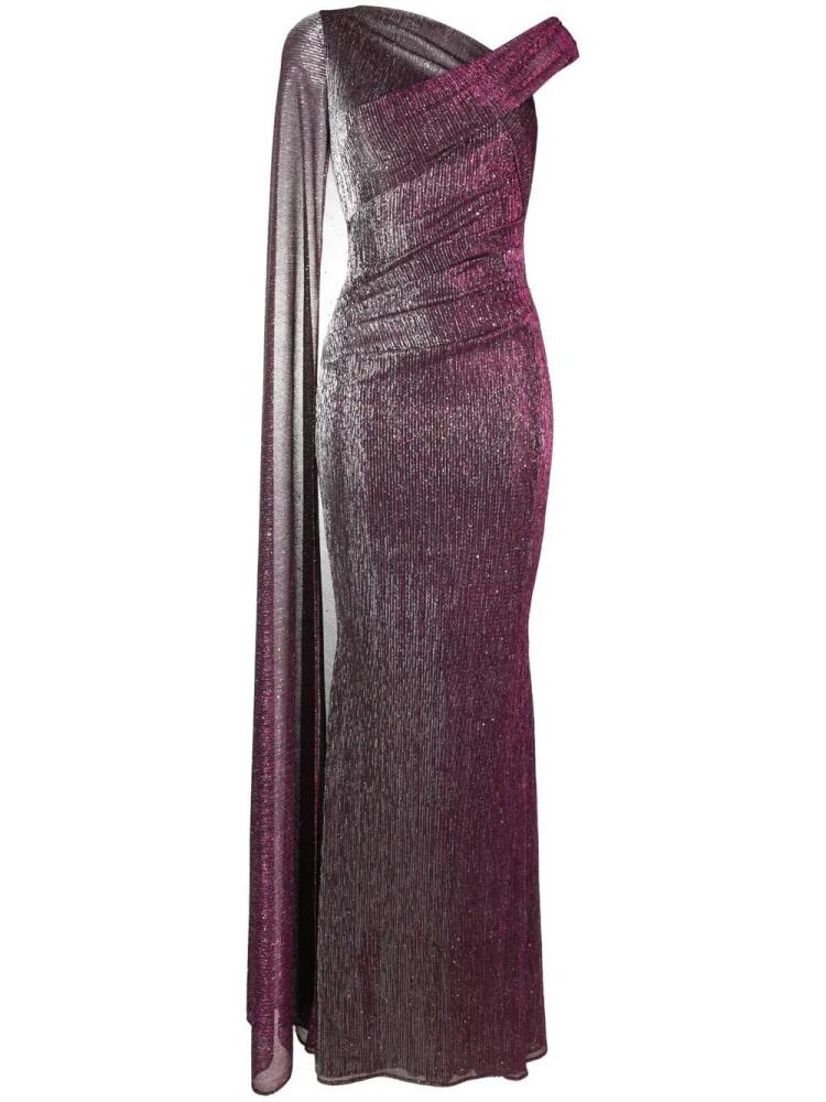 Talbot Runhof shimmery-finish single-sleeve gown - Pink Cover