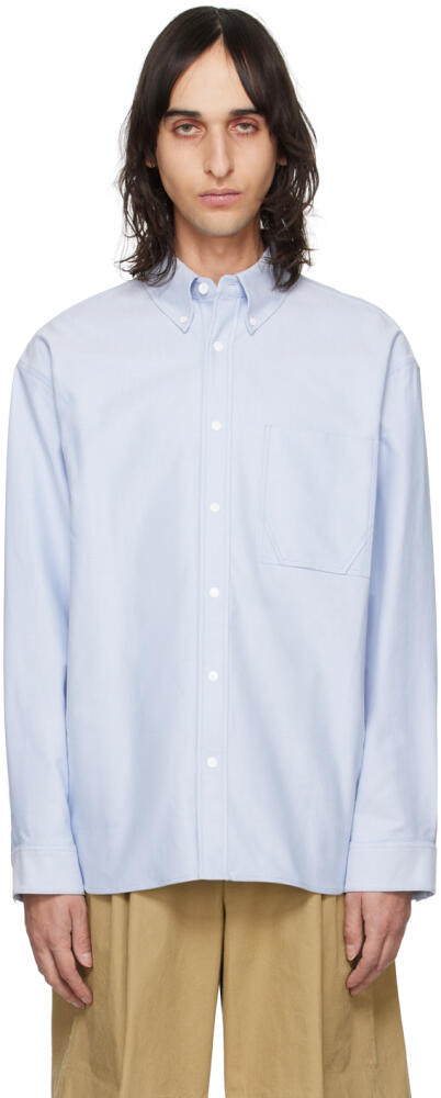 Solid Homme Blue Press-Stud Shirt Cover