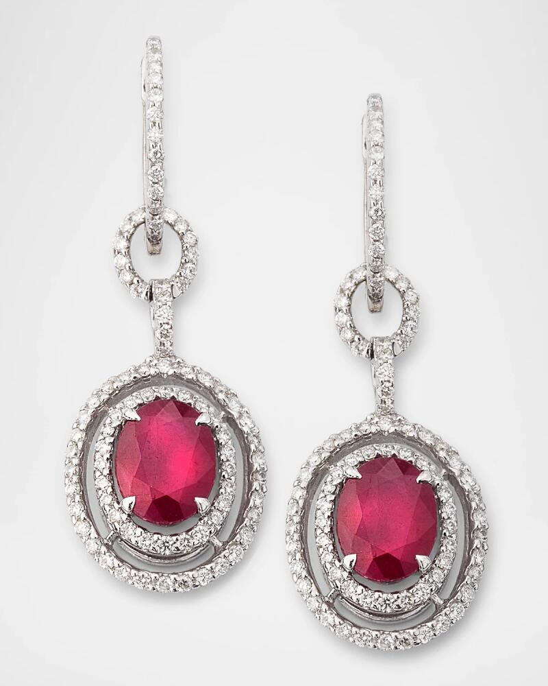 Piranesi 18K White Gold Ruby and Diamond Drop Earrings Cover