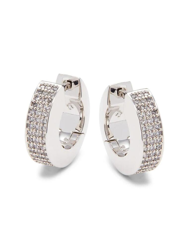 Adriana Orsini Women's Muse Rhodium-Plated & Cubic Zirconia Huggie Earrings Cover