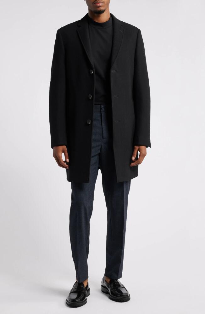 Open Edit Felted Wool Blend Topcoat in Black Cover