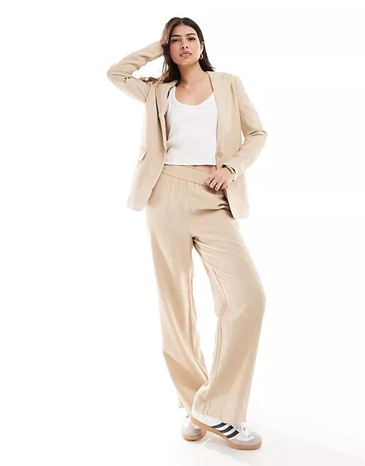 Vero Moda tailored mix and match wide leg pants in cream - part of a set-White Cover