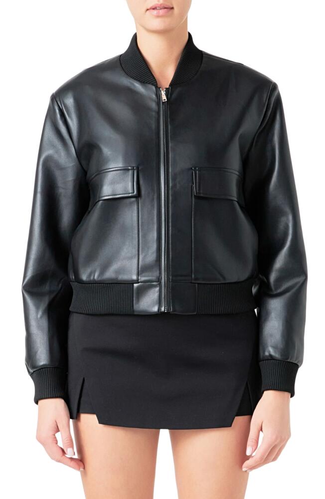 Endless Rose Faux Leather Bomber Jacket in Black Cover