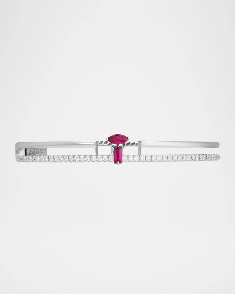 Miseno 18K White Gold Procida Double-Row Ruby and Diamond Bangle Bracelet Cover