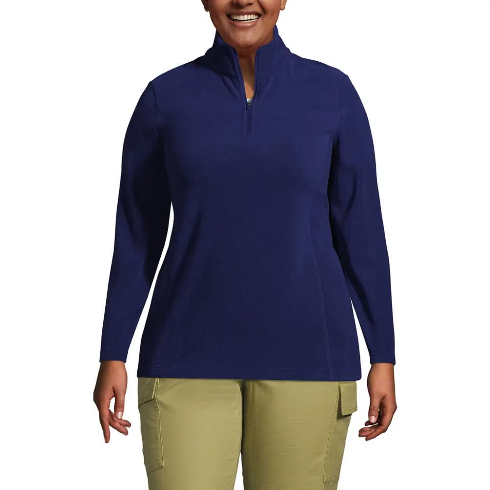 Lands' End Plus Size Anyweather Fleece Quarter Zip Pullover in Deep Sea Navy Cover