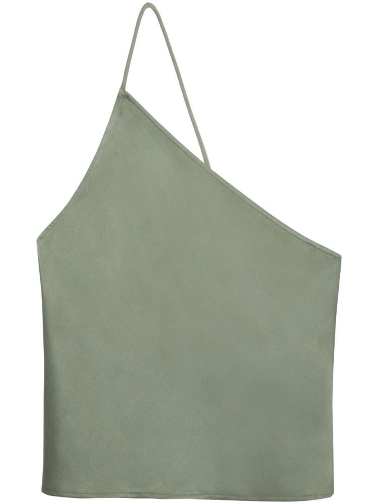 ANINE BING one-shoulder silk top - Green Cover