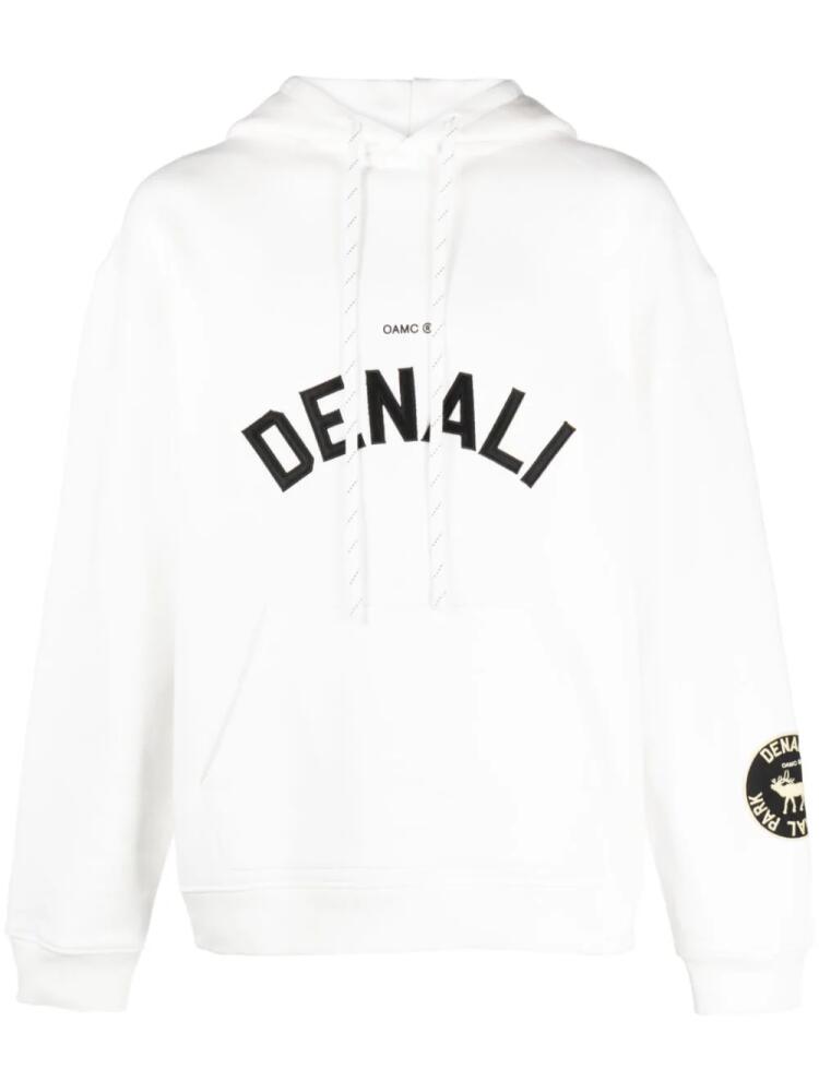 OAMC logo-embroidered drawstring hoodie - White Cover