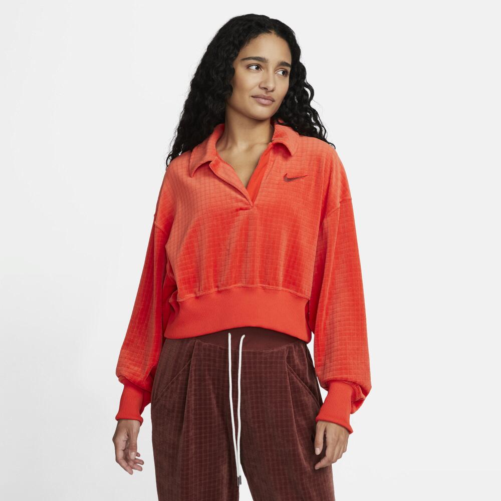 Women's Nike Sportswear Velour Polo in Red Cover