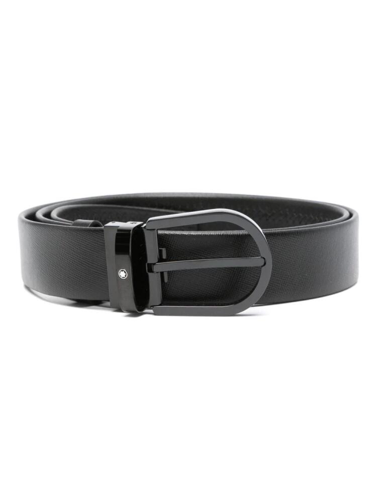 Montblanc Horseshoe-buckle leather belt - Black Cover