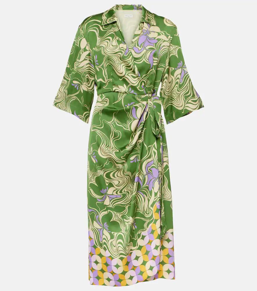 Dries Van Noten Printed satin wrap dress Cover