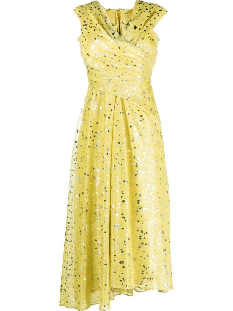 Talbot Runhof off-shoulder midi dress - Yellow Cover