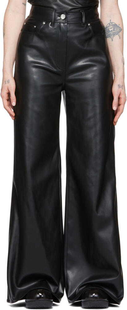 Stand Studio Black Jelena Faux-Leather Trousers Cover