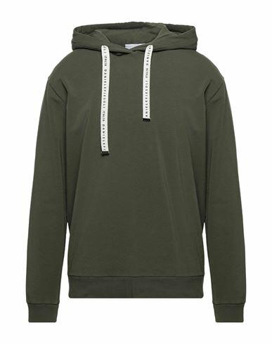 Daniele Fiesoli Man Sweatshirt Military green Cotton, Elastane Cover